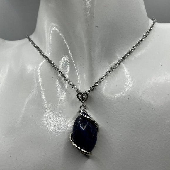 Genuine Lapis Lazuli Gemstone Pendant and 18 inch Stainless Steel Chain New - Picture 13 of 13